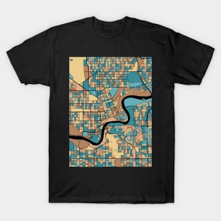 Edmonton Map Pattern in Mid Century Pastel T-Shirt